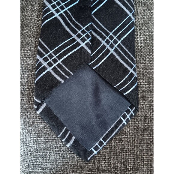 Tie 70s 80s 90s Y2K New Vintage The Tie Bar Black Silver Blue 3.75 Wide 58 Long - Picture 3 of 5